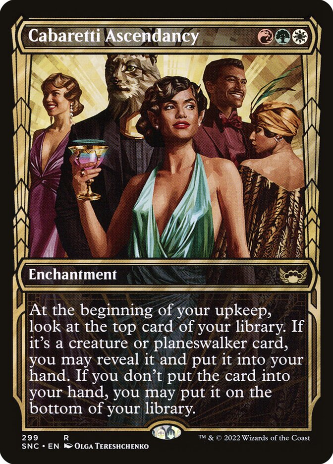 This Is An Image Of The Magic The Gathering Card Cabaretti Ascendancy From The Set Streets of New Capenna - Designed By Artist Kari Christensen