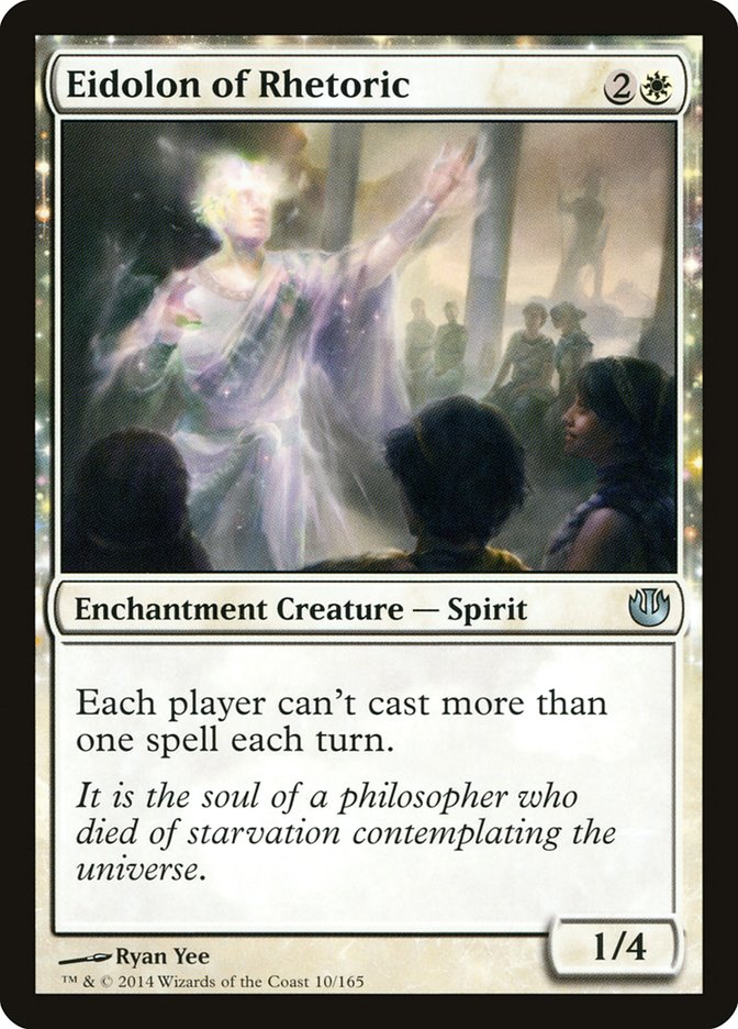 This Is An Image Of The Magic The Gathering Card Eidolon of Rhetoric From The Set Journey into Nyx - Designed By Artist Ryan Yee