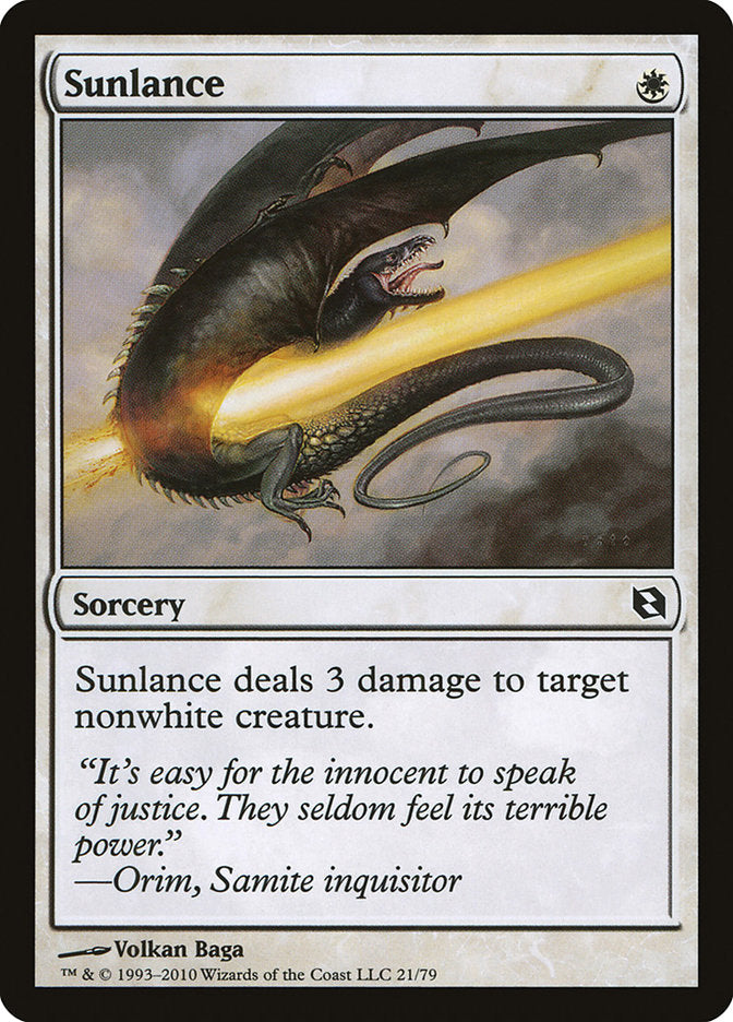 This Is An Image Of The Magic The Gathering Card Sunlance From The Set Time Spiral Remastered - Designed By Artist Volkan Baǵa