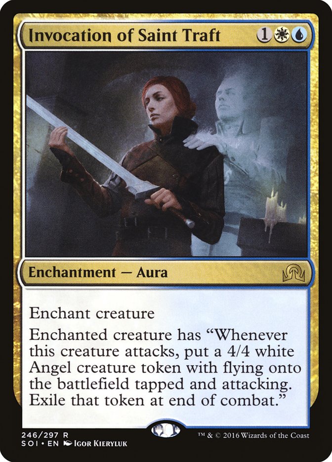 This Is An Image Of The Magic The Gathering Card Invocation of Saint Traft From The Set Shadows over Innistrad - Designed By Artist Igor Kieryluk