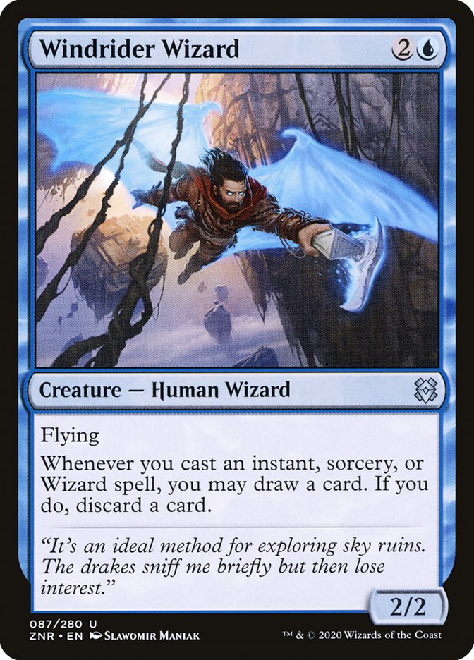 This Is An Image Of The Magic The Gathering Card Windrider Wizard From The Set Commander Masters - Designed By Artist Slawomir Maniak