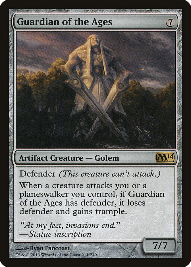 This Is An Image Of The Magic The Gathering Card Guardian of the Ages From The Set Magic 2014 - Designed By Artist Ryan Pancoast