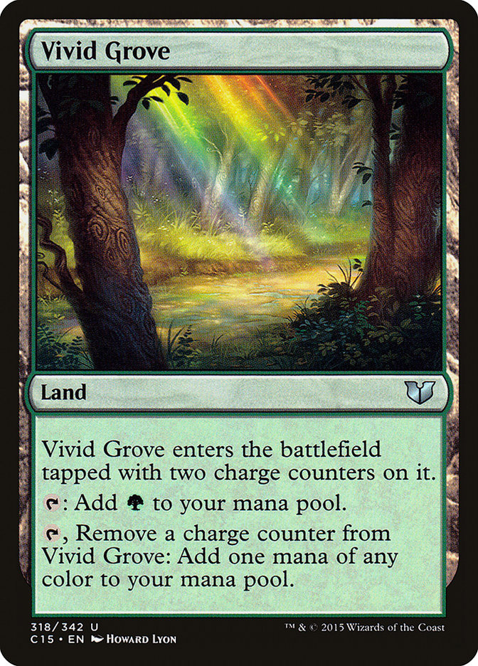 This Is An Image Of The Magic The Gathering Card Vivid Grove From The Set New Capenna Commander - Designed By Artist Howard Lyon