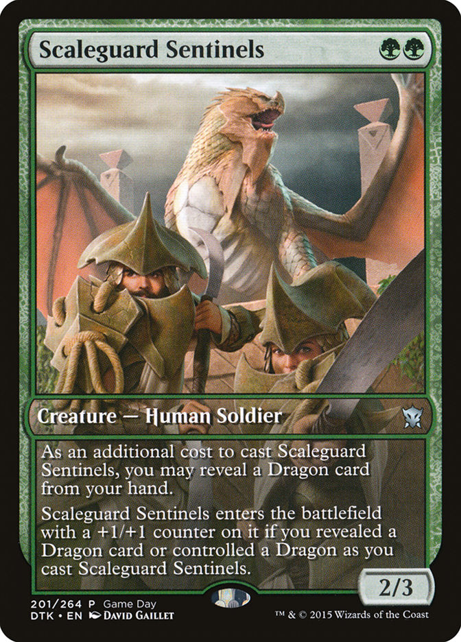 This Is An Image Of The Magic The Gathering Card Scaleguard Sentinels From The Set Dragons of Tarkir - Designed By Artist Matt Stewart