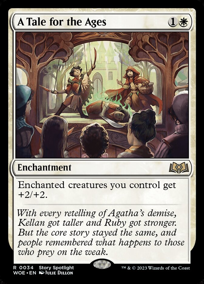 This Is An Image Of The Magic The Gathering Card A Tale for the Ages From The Set Wilds of Eldraine - Designed By Artist Julie Dillon