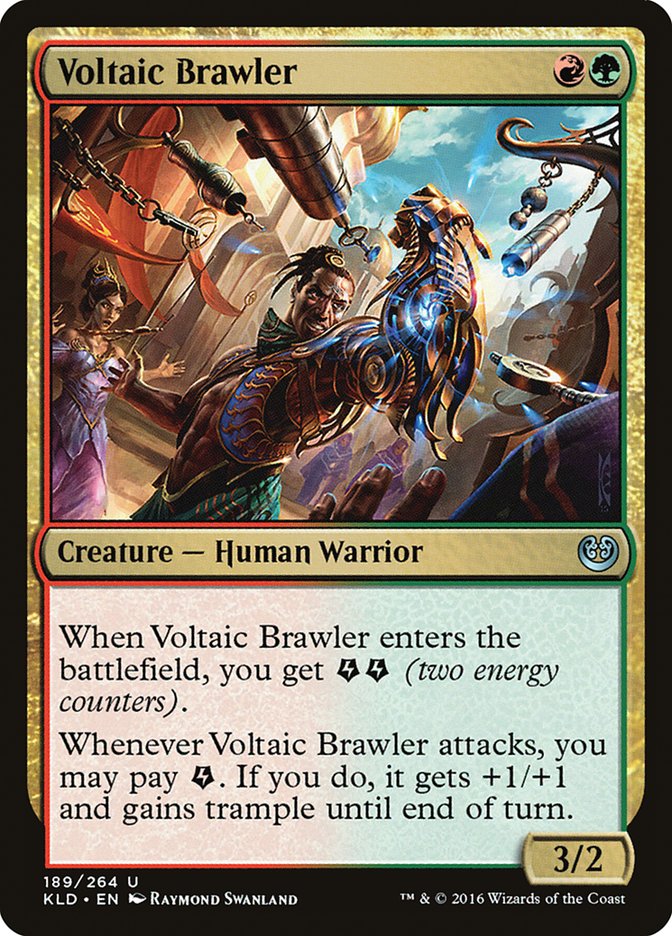 This Is An Image Of The Magic The Gathering Card Voltaic Brawler From The Set Kaladesh - Designed By Artist Raymond Swanland