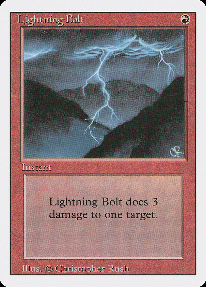 This Is An Image Of The Magic The Gathering Card Lightning Bolt From The Set Ravnica: Clue Edition - Designed By Artist Christopher Moeller