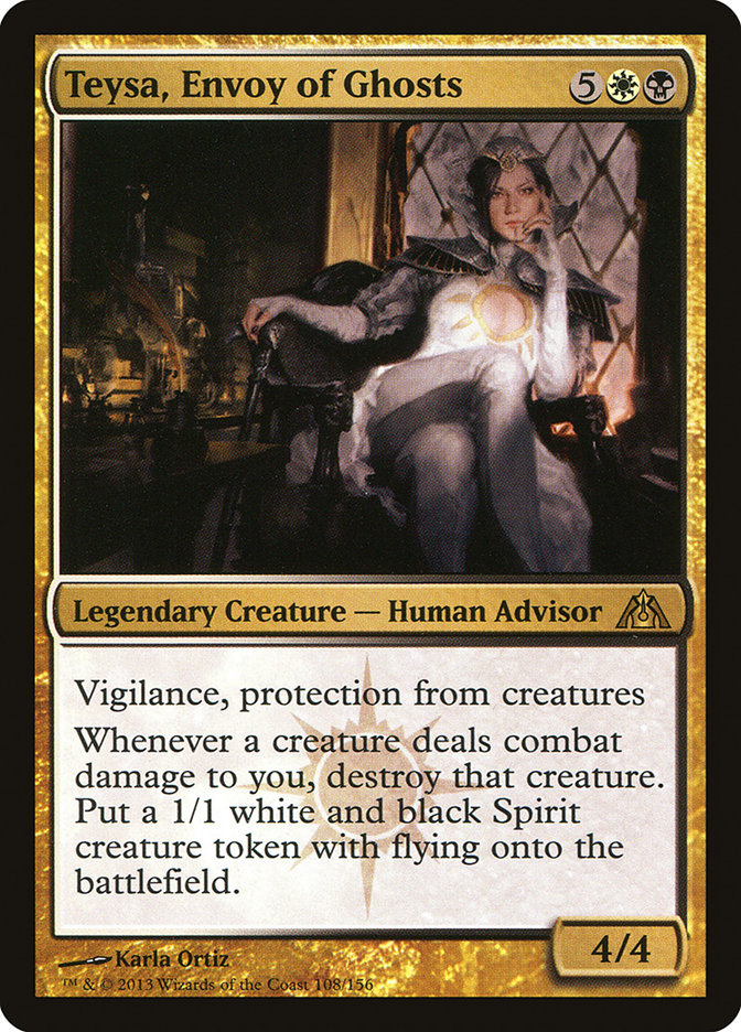 This Is An Image Of The Magic The Gathering Card Teysa, Envoy of Ghosts From The Set Commander 2021 - Designed By Artist Karla Ortiz