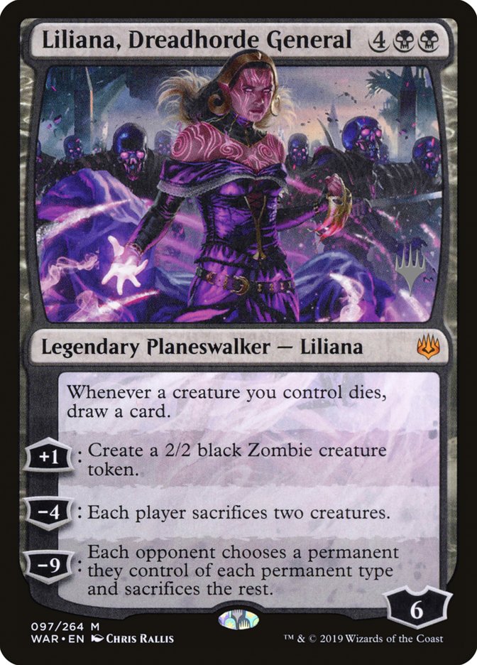 This Is An Image Of The Magic The Gathering Card Liliana, Dreadhorde General From The Set Foundations - Designed By Artist Chris Rallis