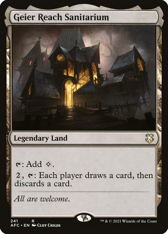 This Is An Image Of The Magic The Gathering Card Geier Reach Sanitarium From The Set The Lost Caverns of Ixalan Commander - Designed By Artist Cliff Childs