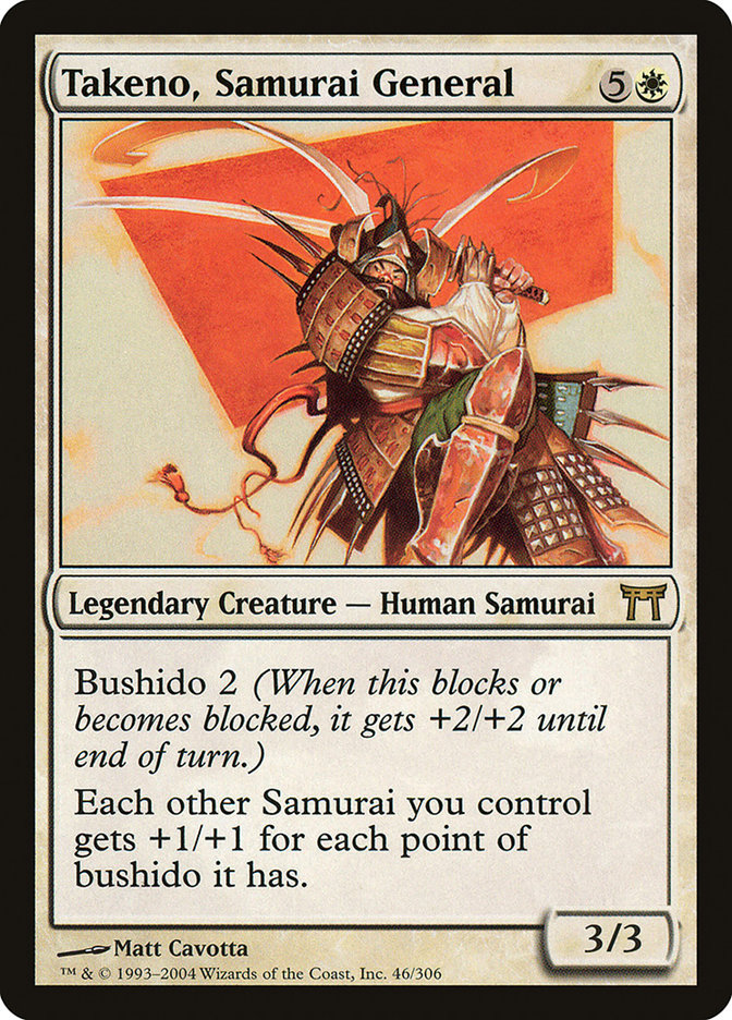 This Is An Image Of The Magic The Gathering Card Takeno, Samurai General From The Set Champions of Kamigawa - Designed By Artist Matt Cavotta