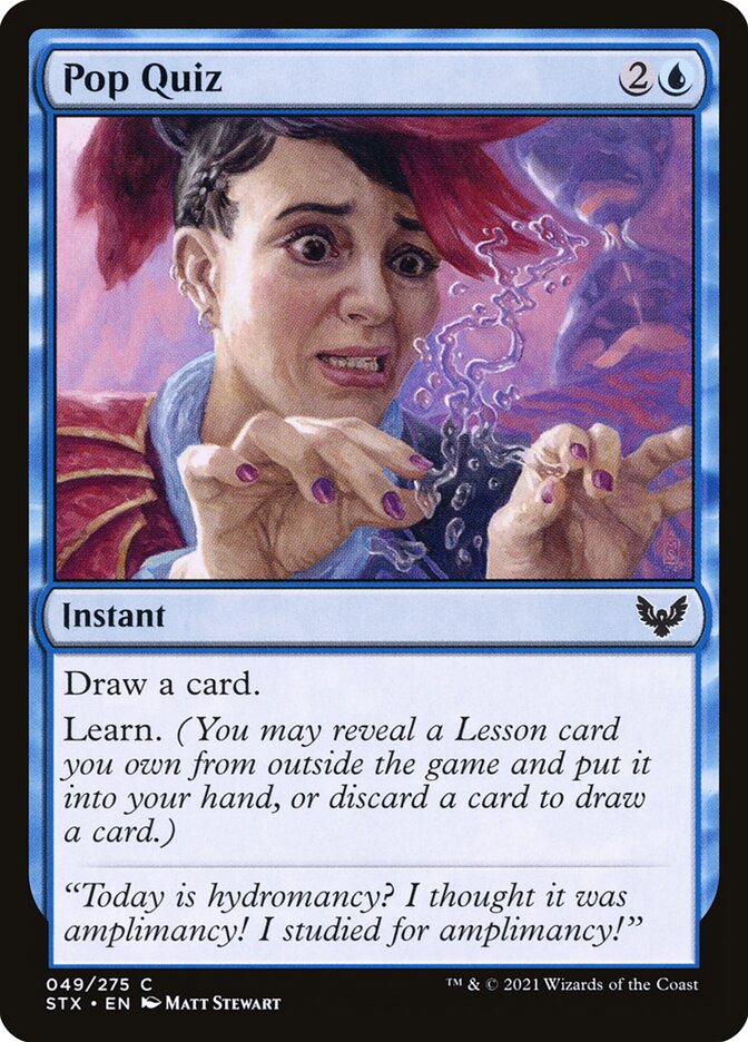 This Is An Image Of The Magic The Gathering Card Pop Quiz From The Set Strixhaven: School of Mages - Designed By Artist Matt Stewart