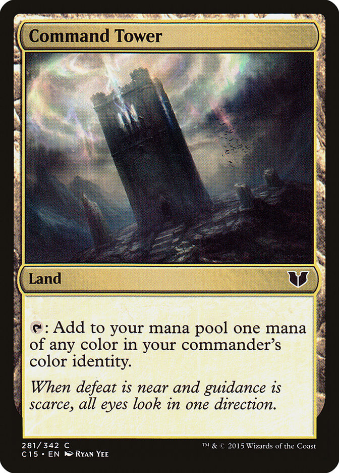 This Is An Image Of The Magic The Gathering Card Command Tower From The Set Tarkir: Dragonstorm Commander - Designed By Artist Marina Ortega Lorente