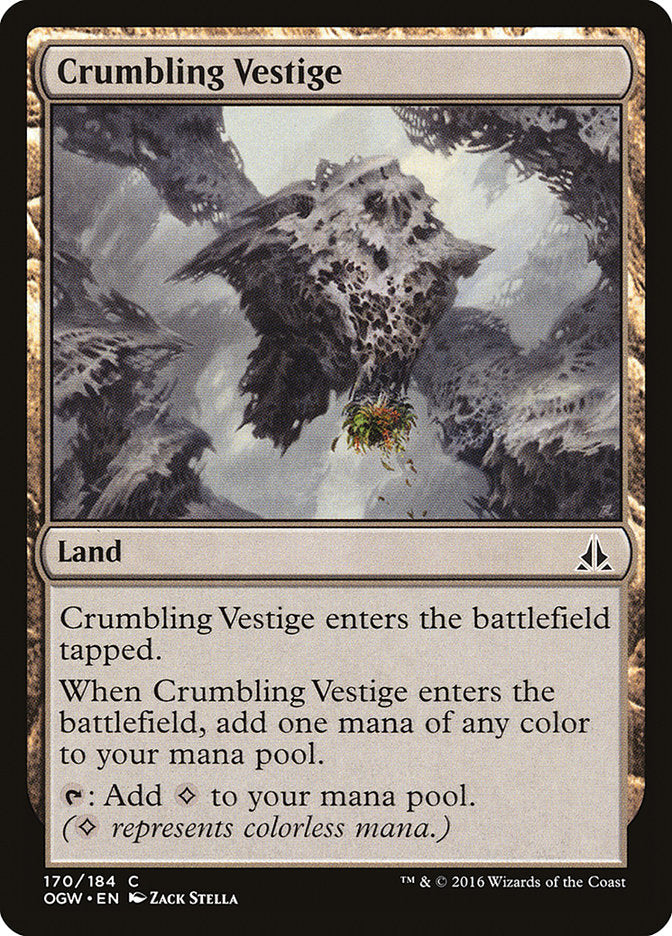 This Is An Image Of The Magic The Gathering Card Crumbling Vestige From The Set Oath of the Gatewatch - Designed By Artist Zack Stella
