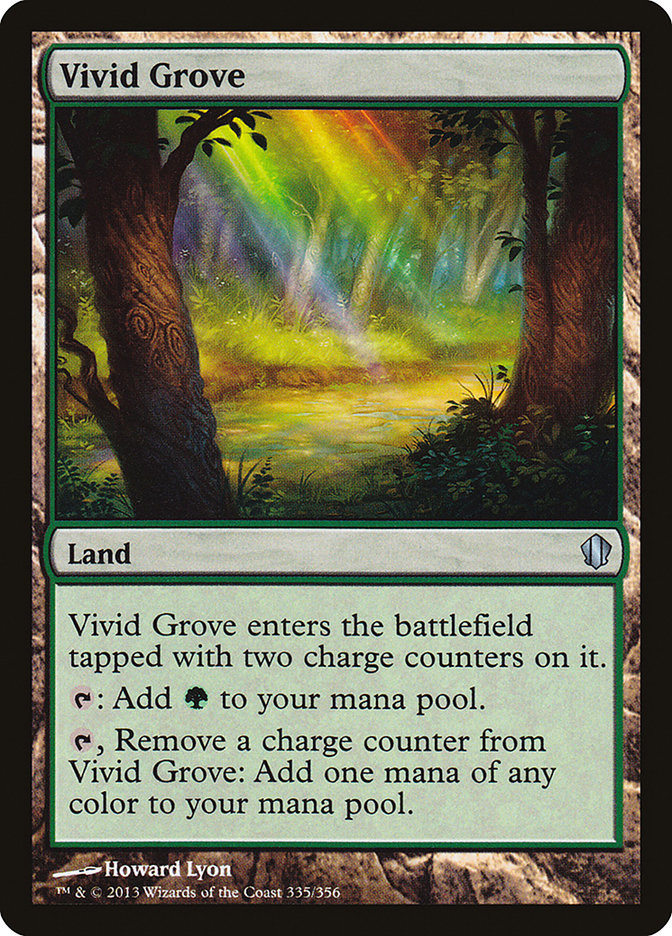 This Is An Image Of The Magic The Gathering Card Vivid Grove From The Set New Capenna Commander - Designed By Artist Howard Lyon