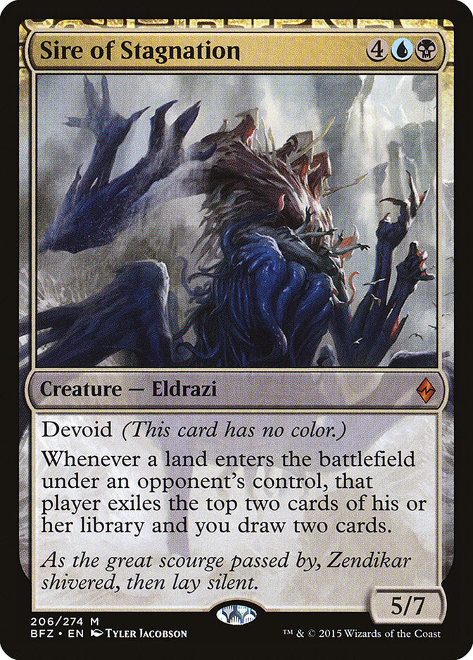 This Is An Image Of The Magic The Gathering Card Sire of Stagnation From The Set Battle for Zendikar - Designed By Artist Tyler Jacobson