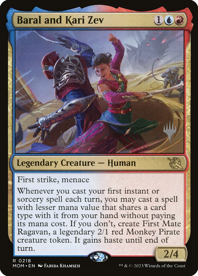 This Is An Image Of The Magic The Gathering Card Baral and Kari Zev From The Set Tarkir: Dragonstorm Commander - Designed By Artist Fariba Khamseh