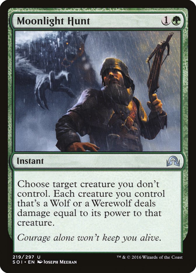 This Is An Image Of The Magic The Gathering Card Moonlight Hunt From The Set Innistrad Remastered - Designed By Artist Joseph Meehan