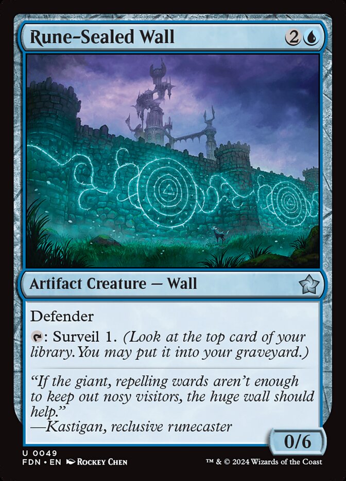 This Is An Image Of The Magic The Gathering Card Rune-Sealed Wall From The Set Foundations - Designed By Artist Rockey Chen