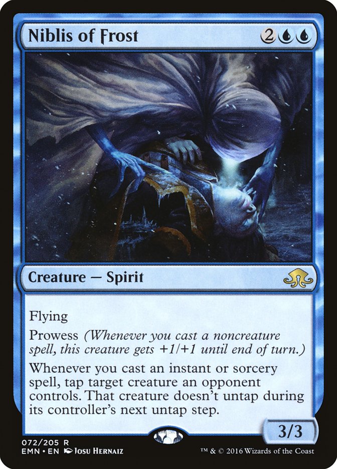 This Is An Image Of The Magic The Gathering Card Niblis of Frost From The Set Commander 2020 - Designed By Artist Josu Hernaiz