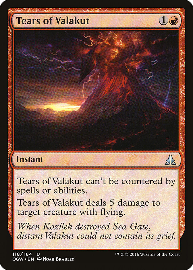 This Is An Image Of The Magic The Gathering Card Tears of Valakut From The Set Oath of the Gatewatch - Designed By Artist Noah Bradley