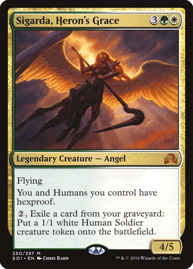 This Is An Image Of The Magic The Gathering Card Sigarda, Heron's Grace From The Set Midnight Hunt Commander - Designed By Artist Chris Rahn