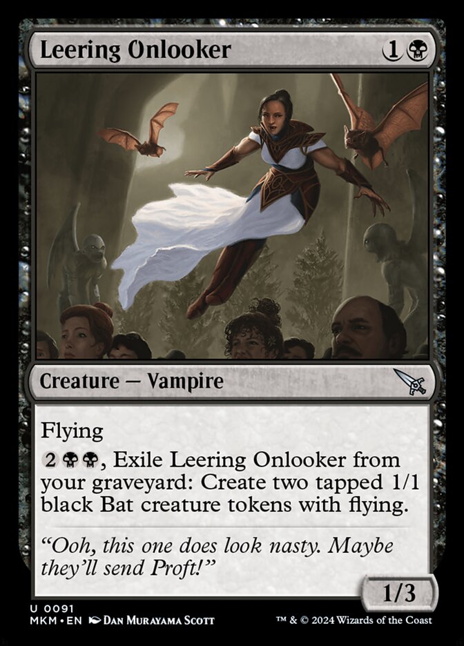This Is An Image Of The Magic The Gathering Card Leering Onlooker From The Set Murders at Karlov Manor - Designed By Artist Dan Murayama Scott