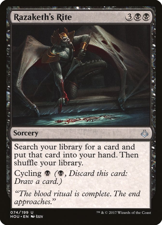 This Is An Image Of The Magic The Gathering Card Razaketh's Rite From The Set Hour of Devastation - Designed By Artist Izzy