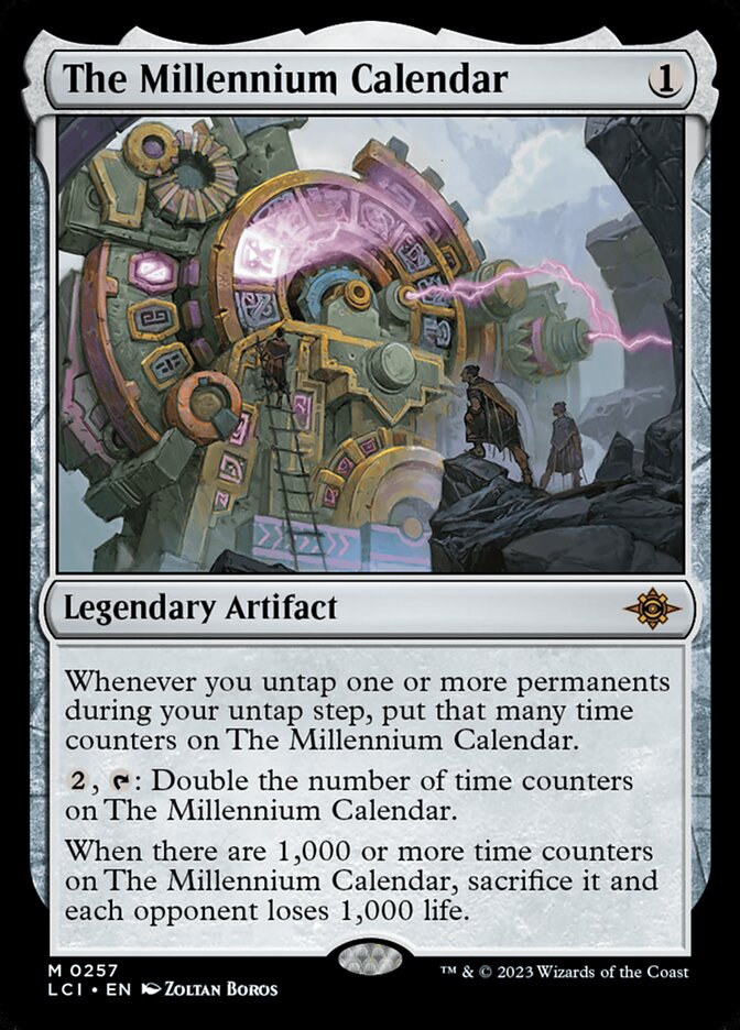 This Is An Image Of The Magic The Gathering Card The Millennium Calendar From The Set The Lost Caverns of Ixalan - Designed By Artist Zoltan Boros