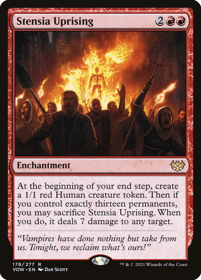 This Is An Image Of The Magic The Gathering Card Stensia Uprising From The Set Innistrad: Crimson Vow - Designed By Artist Dan Murayama Scott