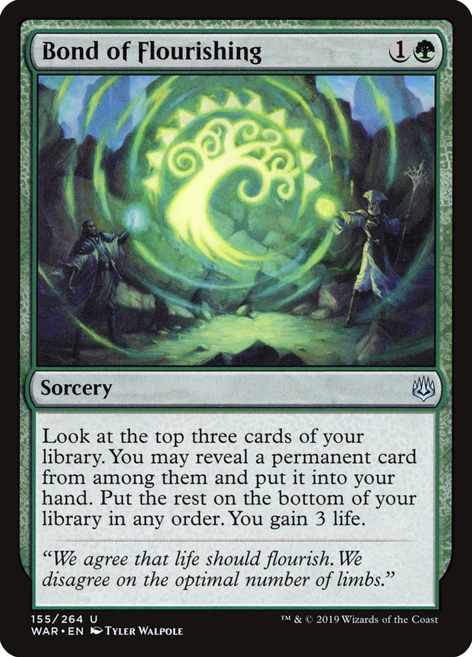This Is An Image Of The Magic The Gathering Card Bond of Flourishing From The Set War of the Spark - Designed By Artist Tyler Walpole