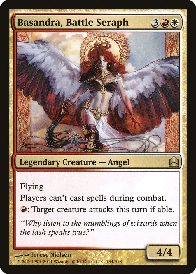 This Is An Image Of The Magic The Gathering Card Basandra, Battle Seraph From The Set Commander Anthology - Designed By Artist Terese Nielsen