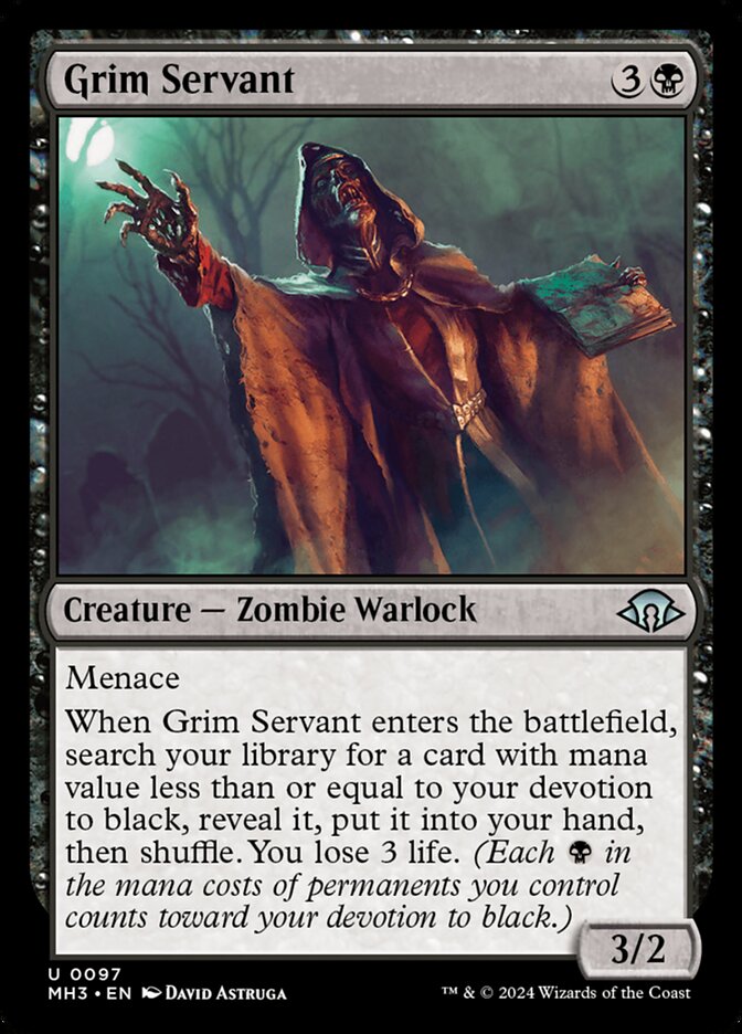 This Is An Image Of The Magic The Gathering Card Grim Servant From The Set Modern Horizons 3 - Designed By Artist David Astruga