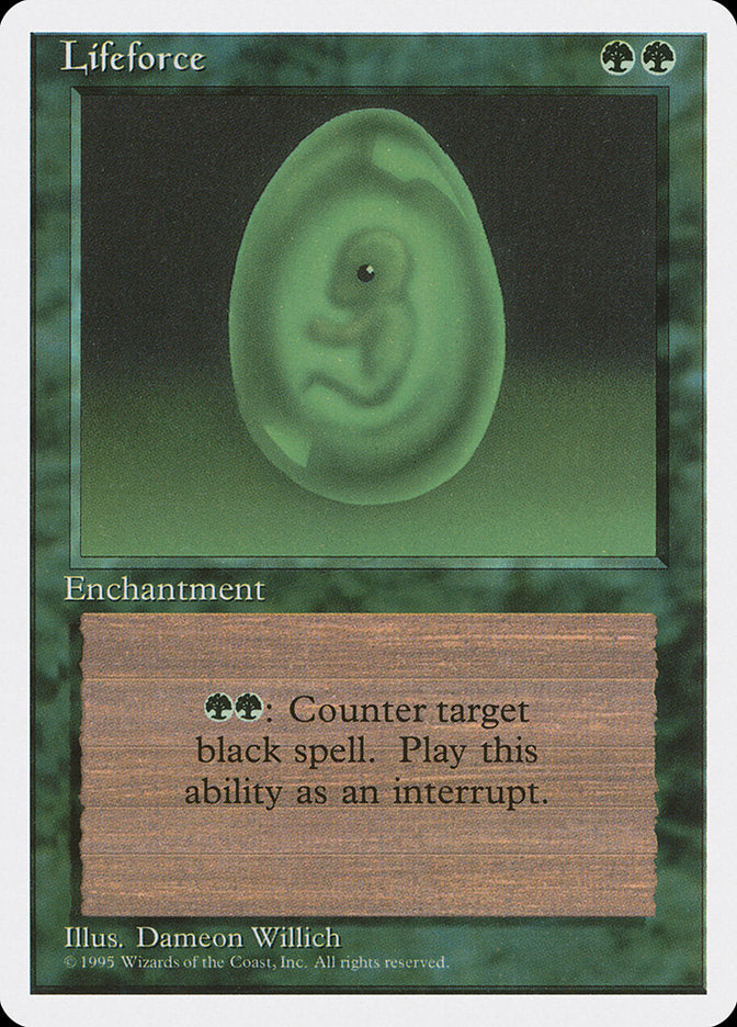 This Is An Image Of The Magic The Gathering Card Lifeforce From The Set Masters Edition IV - Designed By Artist Dameon Willich