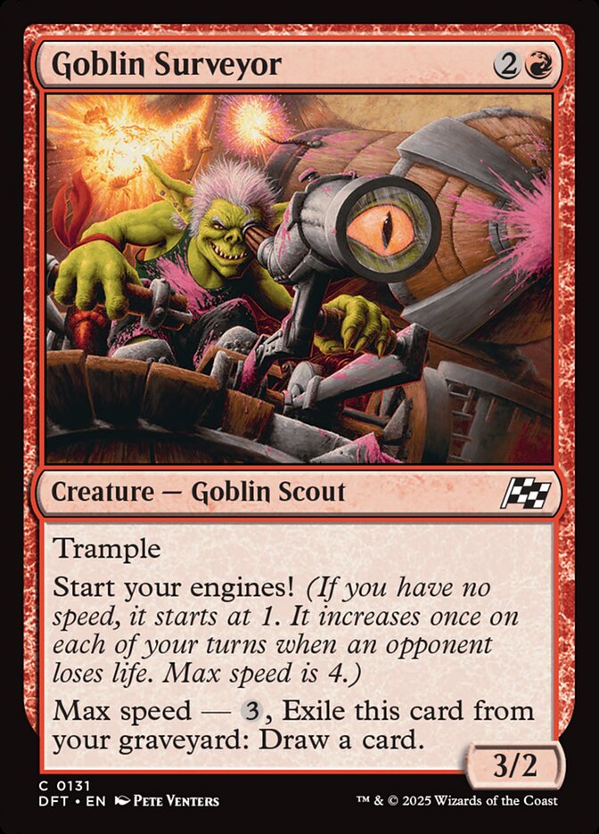 This Is An Image Of The Magic The Gathering Card Goblin Surveyor From The Set Aetherdrift - Designed By Artist Pete Venters