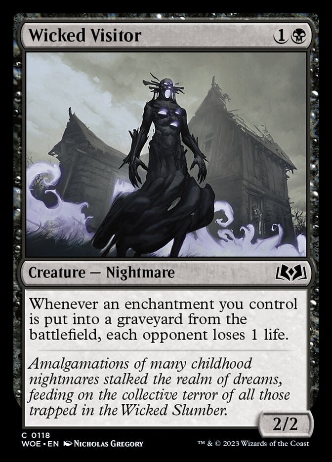 This Is An Image Of The Magic The Gathering Card Wicked Visitor From The Set Wilds of Eldraine - Designed By Artist Nicholas Gregory