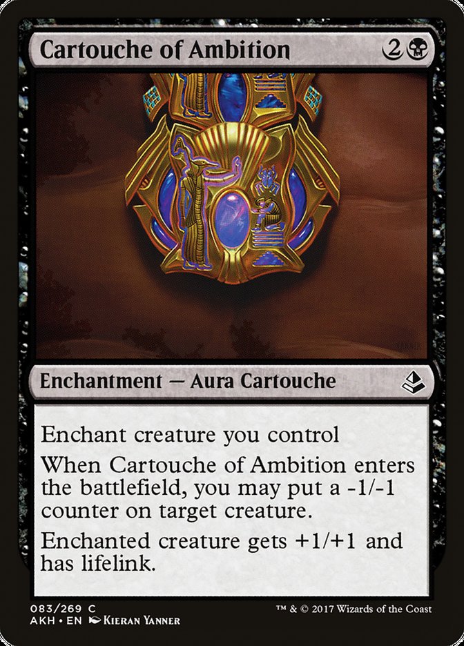 This Is An Image Of The Magic The Gathering Card Cartouche of Ambition From The Set Amonkhet - Designed By Artist Kieran Yanner