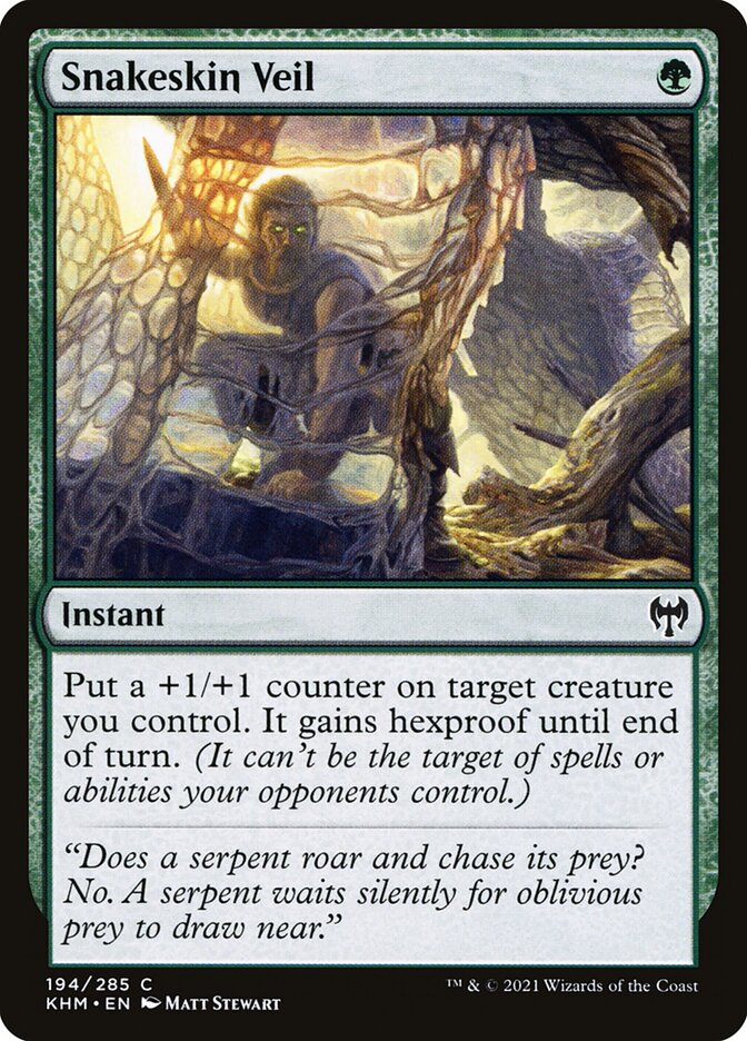 This Is An Image Of The Magic The Gathering Card Snakeskin Veil From The Set Tarkir: Dragonstorm - Designed By Artist Monztre