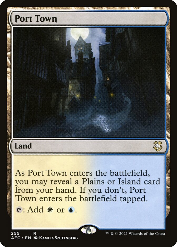 This Is An Image Of The Magic The Gathering Card Port Town From The Set Commander Masters - Designed By Artist Kamila Szutenberg
