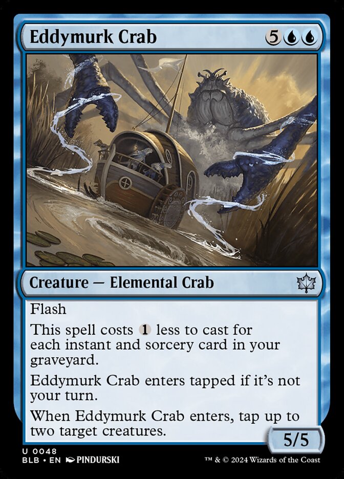 This Is An Image Of The Magic The Gathering Card Eddymurk Crab From The Set Bloomburrow - Designed By Artist PINDURSKI