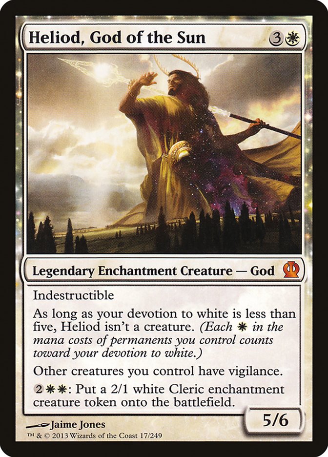 This Is An Image Of The Magic The Gathering Card Heliod, God of the Sun From The Set Commander Masters - Designed By Artist Jaime Jones