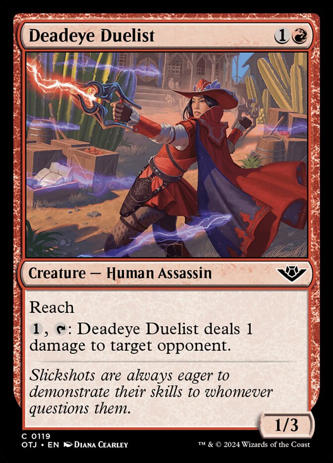 This Is An Image Of The Magic The Gathering Card Deadeye Duelist From The Set Outlaws of Thunder Junction - Designed By Artist Diana Cearley