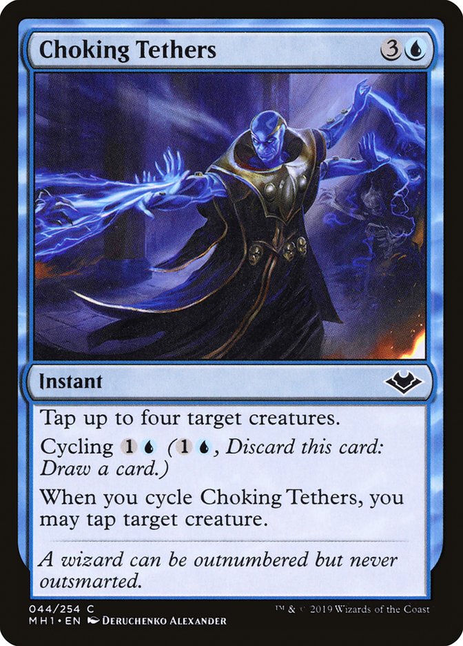 This Is An Image Of The Magic The Gathering Card Choking Tethers From The Set Modern Horizons - Designed By Artist Deruchenko Alexander