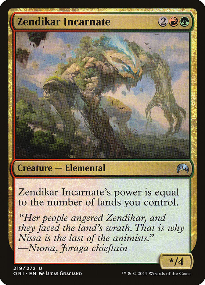 This Is An Image Of The Magic The Gathering Card Zendikar Incarnate From The Set Commander 2018 - Designed By Artist Lucas Graciano