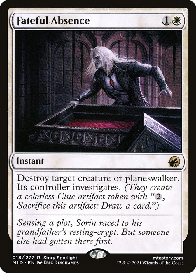 This Is An Image Of The Magic The Gathering Card Fateful Absence From The Set Innistrad: Midnight Hunt - Designed By Artist Eric Deschamps