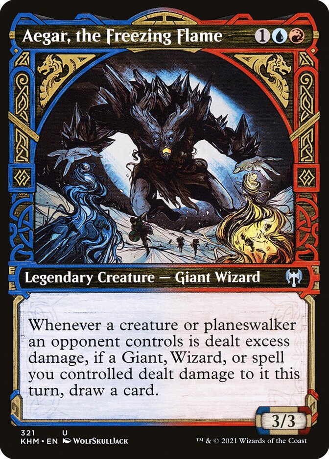 This Is An Image Of The Magic The Gathering Card Aegar, the Freezing Flame From The Set Kaldheim - Designed By Artist Chris Rahn