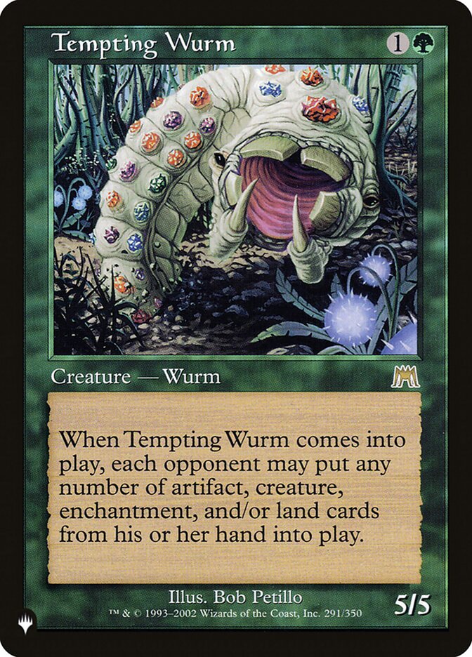 This Is An Image Of The Magic The Gathering Card Tempting Wurm From The Set Onslaught - Designed By Artist Bob Petillo