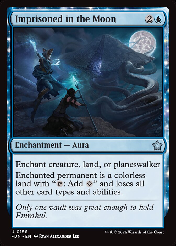 This Is An Image Of The Magic The Gathering Card Imprisoned in the Moon From The Set Innistrad Remastered - Designed By Artist Ryan Alexander Lee