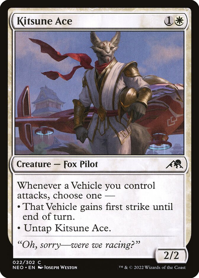 This Is An Image Of The Magic The Gathering Card Kitsune Ace From The Set Kamigawa: Neon Dynasty - Designed By Artist Joseph Weston