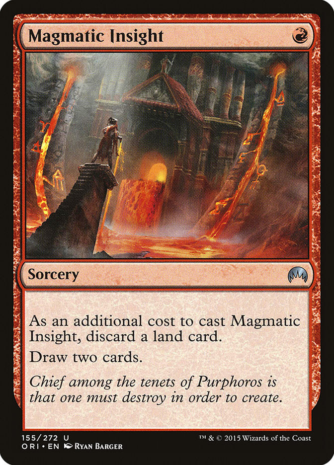 This Is An Image Of The Magic The Gathering Card Magmatic Insight From The Set Outlaws of Thunder Junction Commander - Designed By Artist Ryan Barger